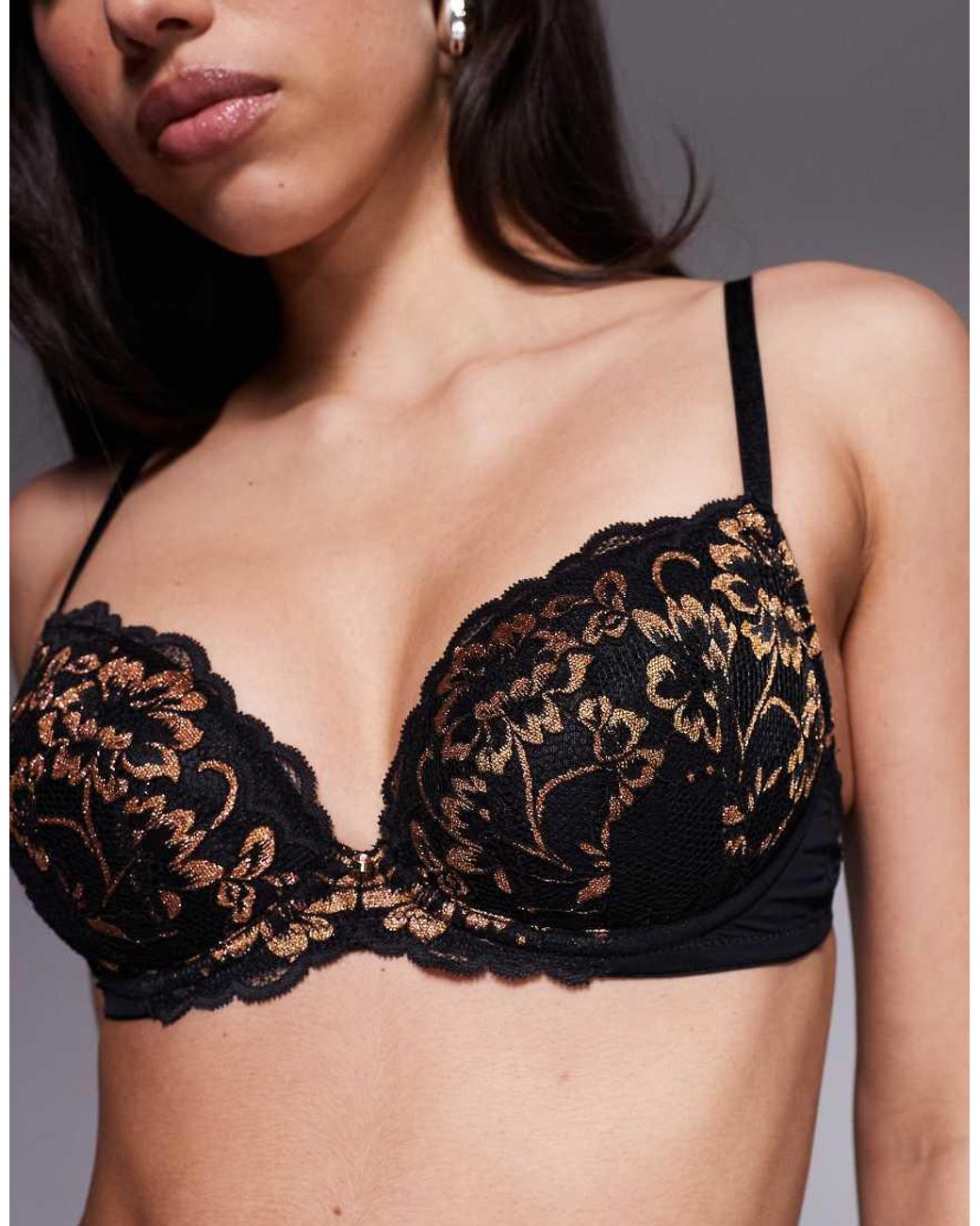 Ann Summers Gray Sexy Lace Padded Plunge Bra