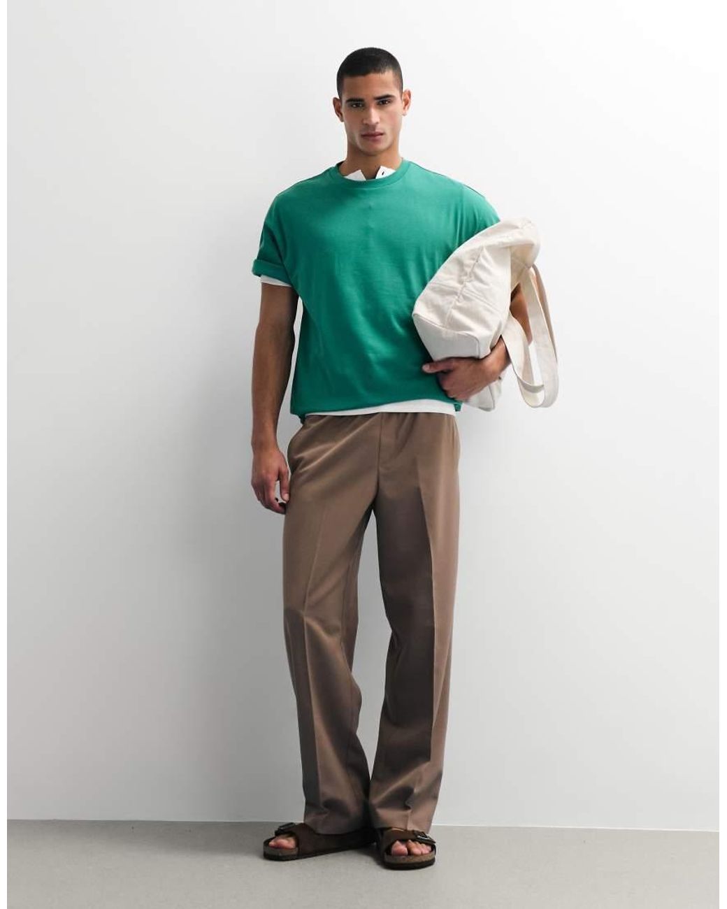 ASOS Green Heavyweight Boxy Oversized T-shirt for men