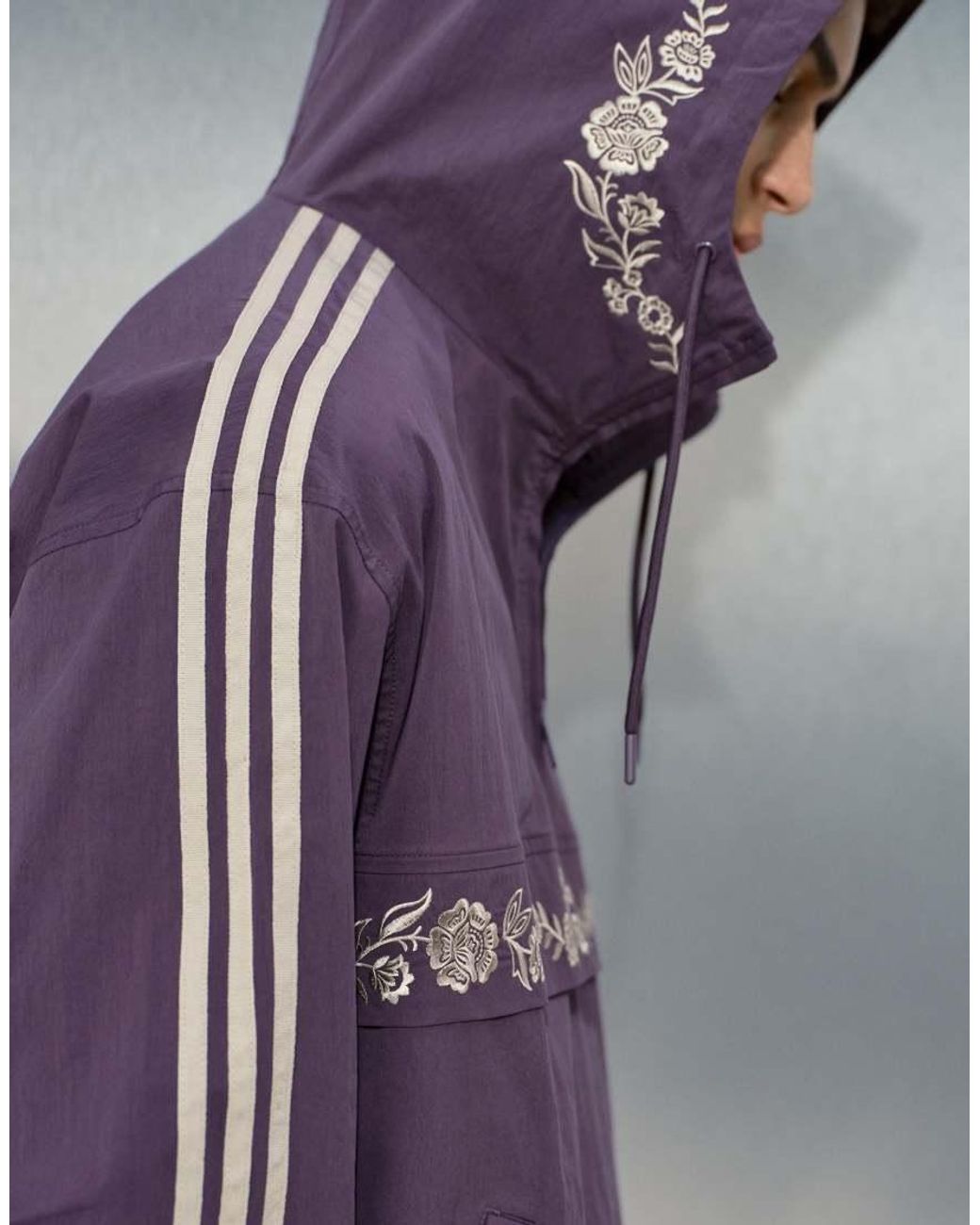 adidas Originals x ASOS Purple Oversized Track Jacket With Embroidery Detail for men