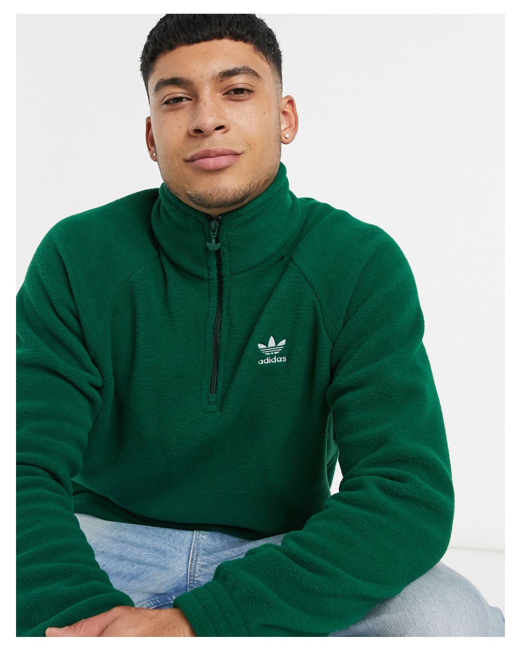 adidas Originals 1 4 Zip Fleece in Green for Men Lyst UK