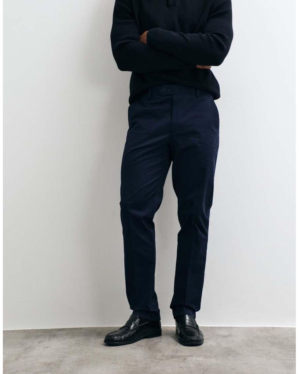 ASOS Blue Tailored Cotton Rich Slim Chino Trousers for men