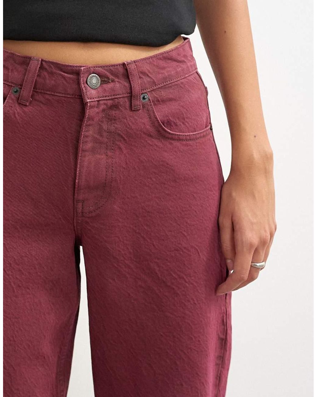 TOPSHOP Red Cinch Low-rise Relaxed Jeans