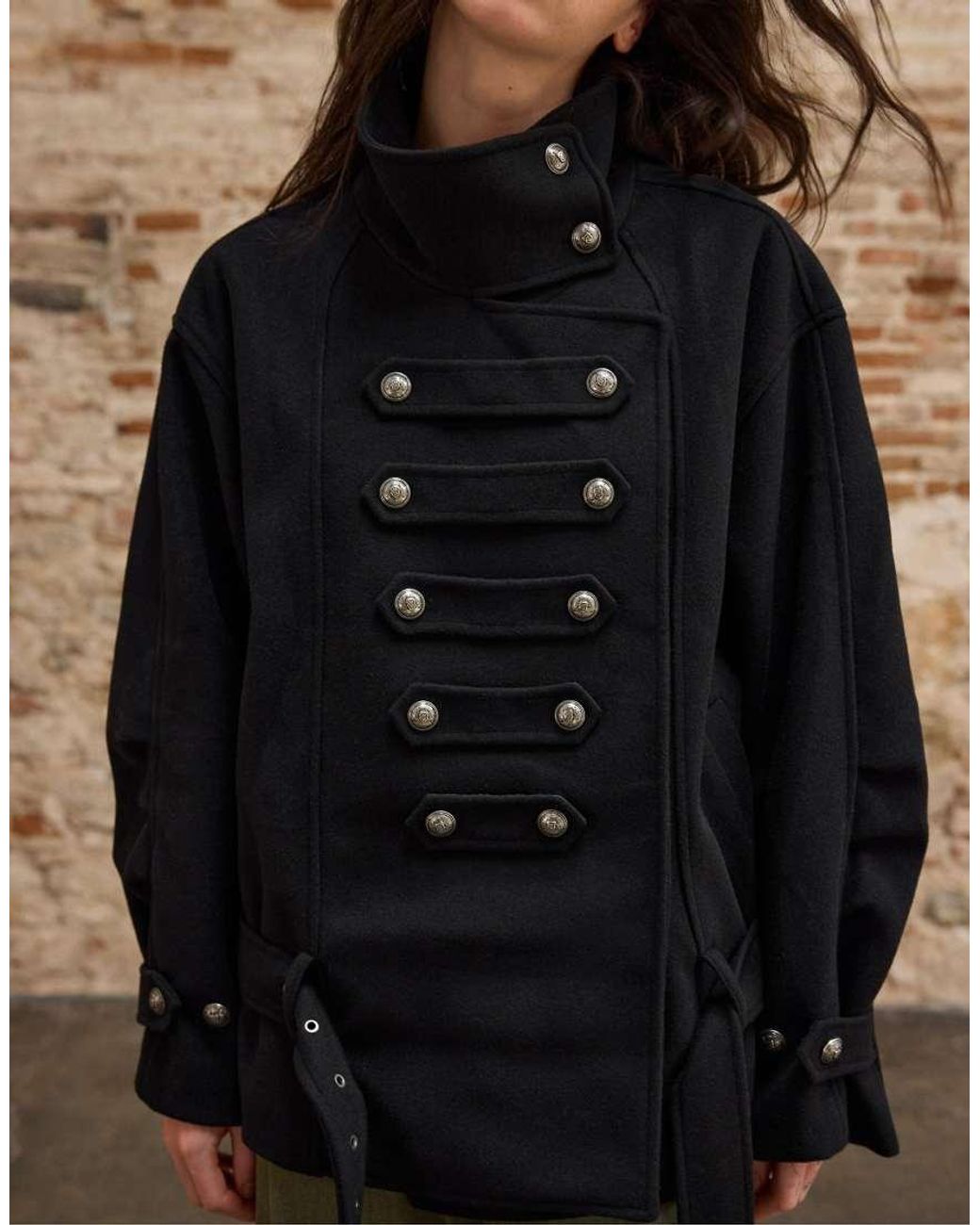 Stradivarius Brown High-neck Button Jacket