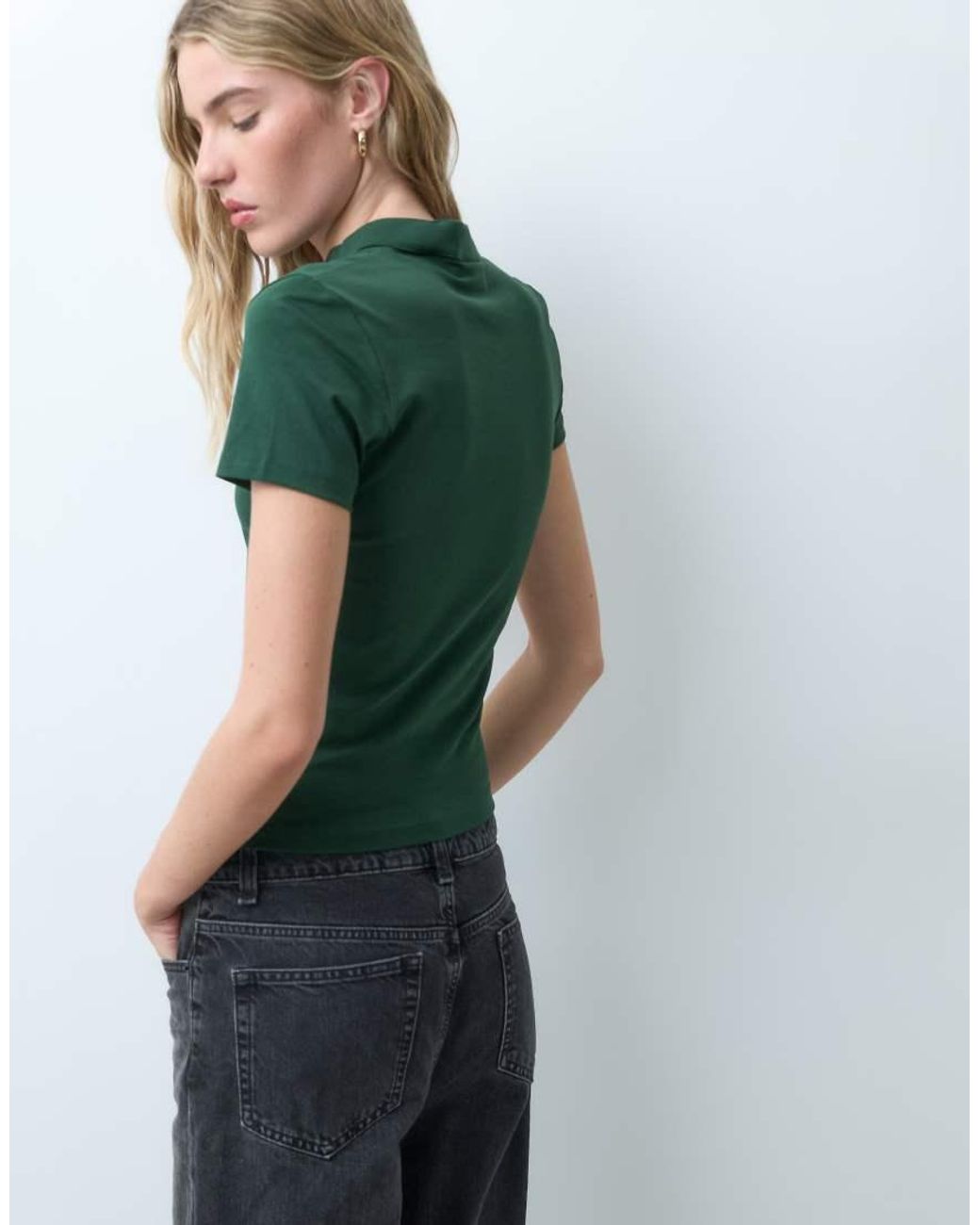 JJXX Green Keyhole Top With Pankou Detail
