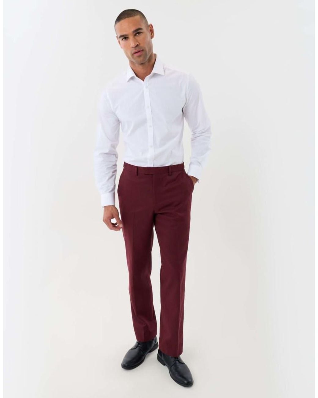 Threadbare White Tailored Fit Suit Trousers for men