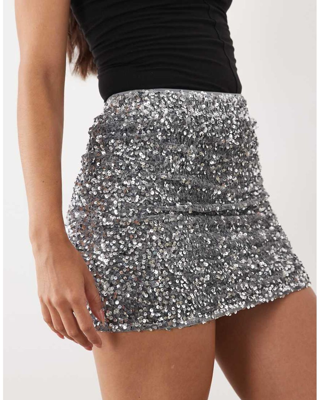 Threadbare Black Sequin Mini Skirt