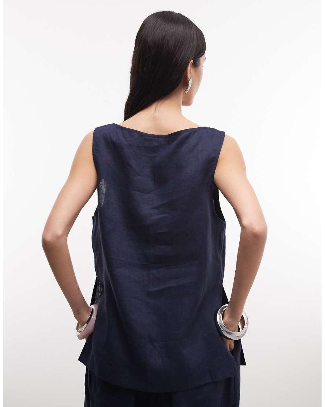 ASOS Blue Linen-look Shell Top
