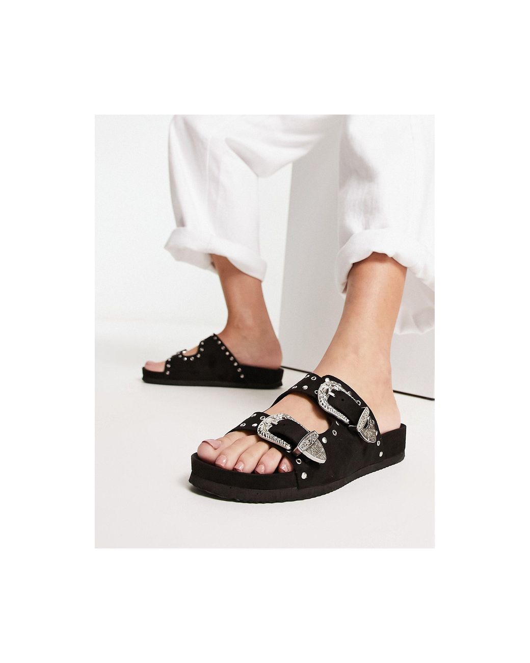 Sandales à boucles style western - noir South Beach en coloris Blanc | Lyst