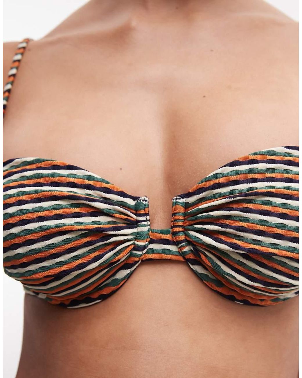 ASOS Orange Dori Cape Cod Underwired Balcony Bikini Top With Ruched Cup