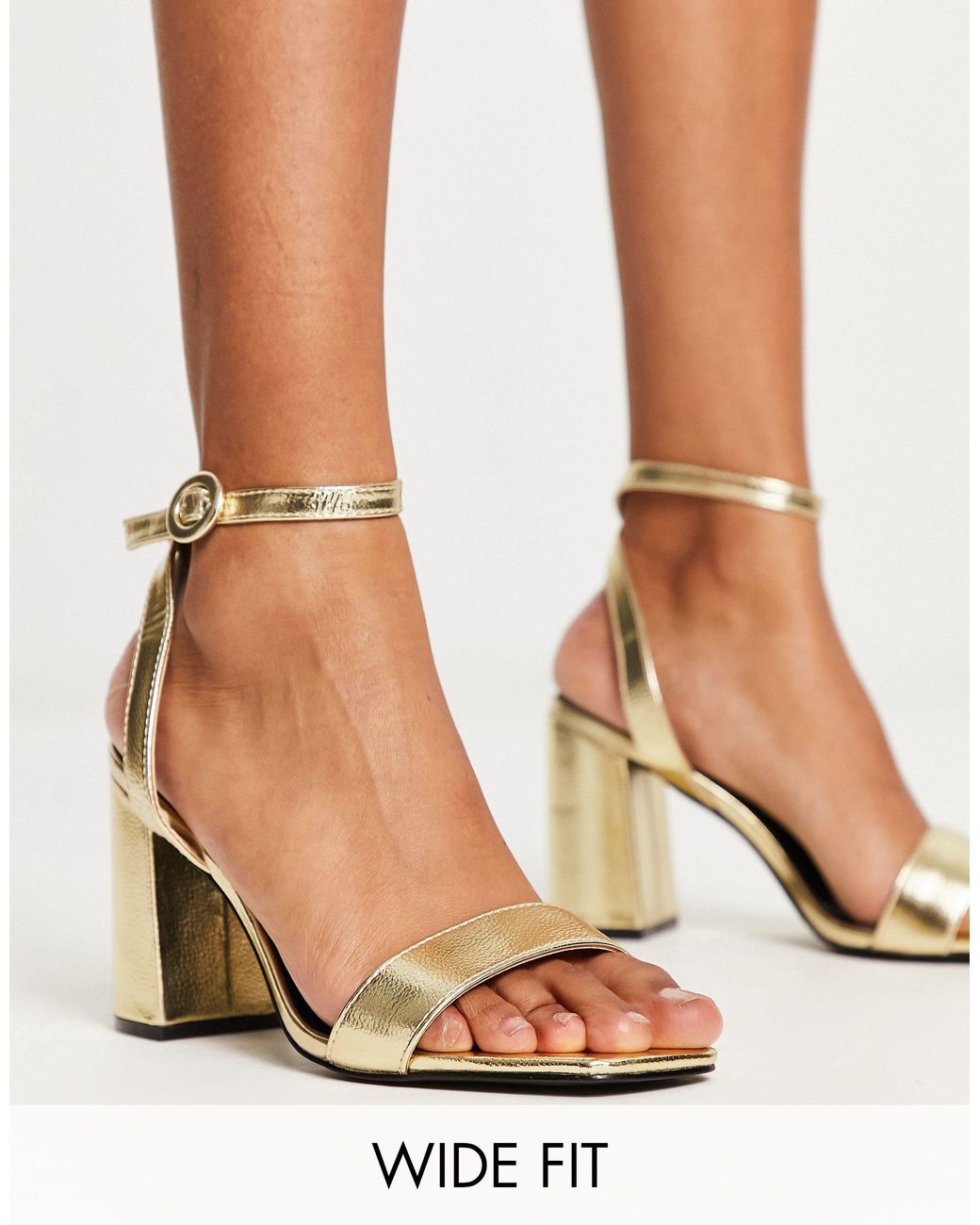 Sandalias doradas con tac n Raid Wide Fit de color Neutro Lyst