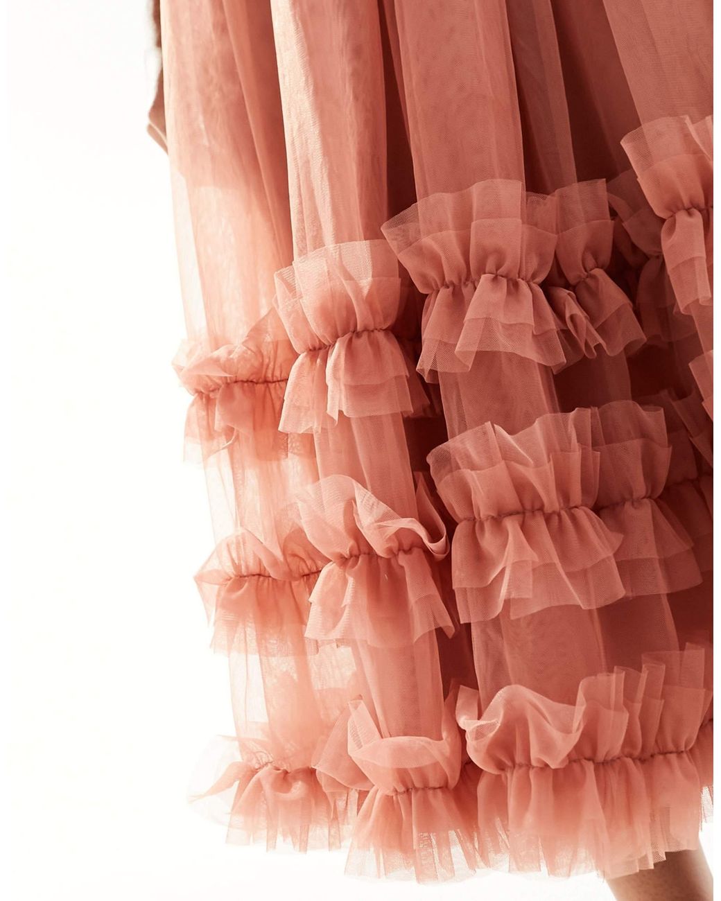 LACE & BEADS Off Shoulder Ruffle Tulle Midaxi Dress in Pink | Lyst LACE & BEADS Off Shoulder Ruffle Tulle Midaxi Dress in Pink | Lyst
