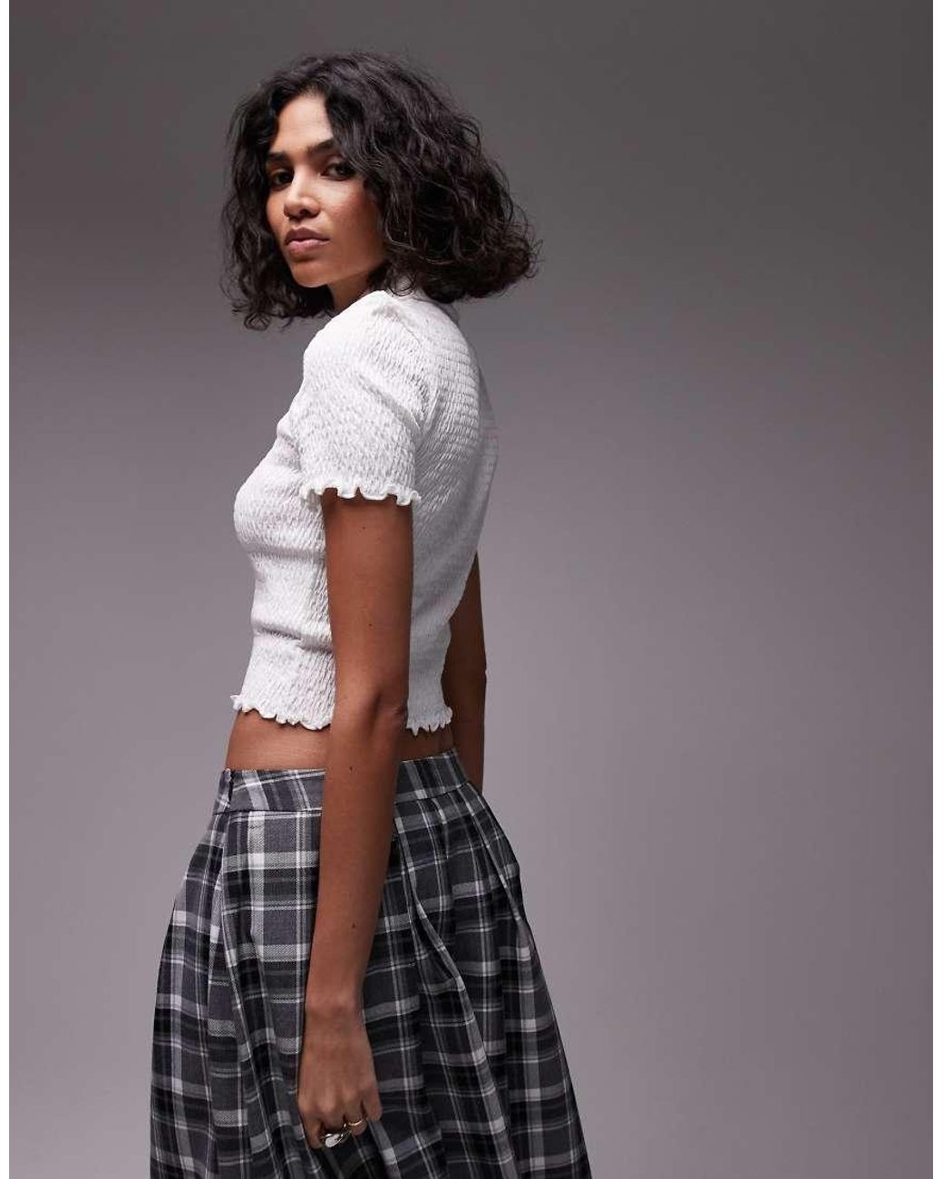 Tommy Hilfiger White Shirred Polo Top