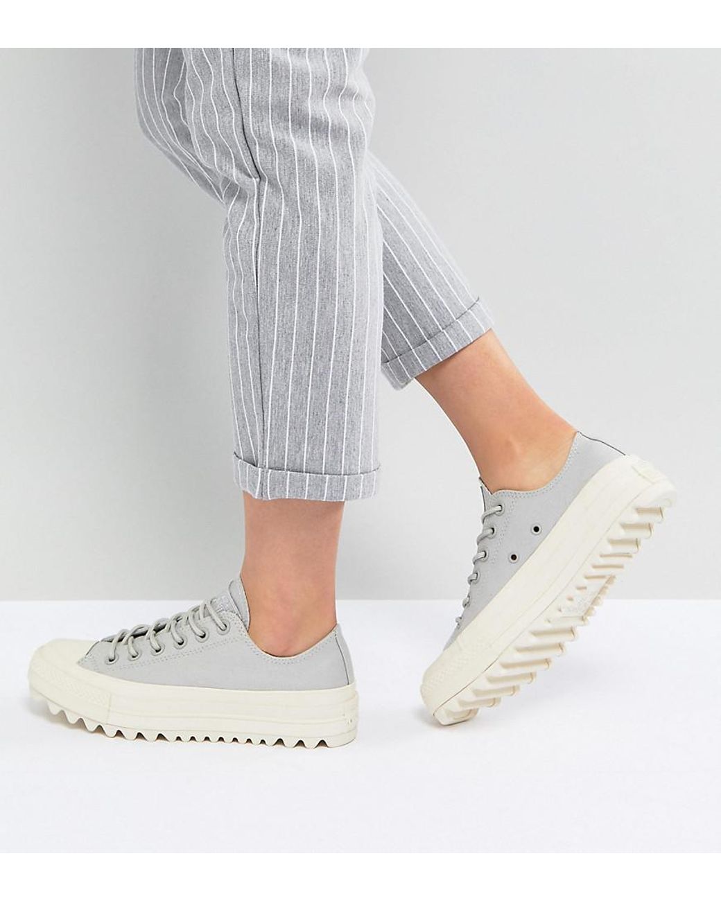 Converse Chuck Taylor All Star Lift Ripple Ox Sneakers In Pale Gray | Lyst