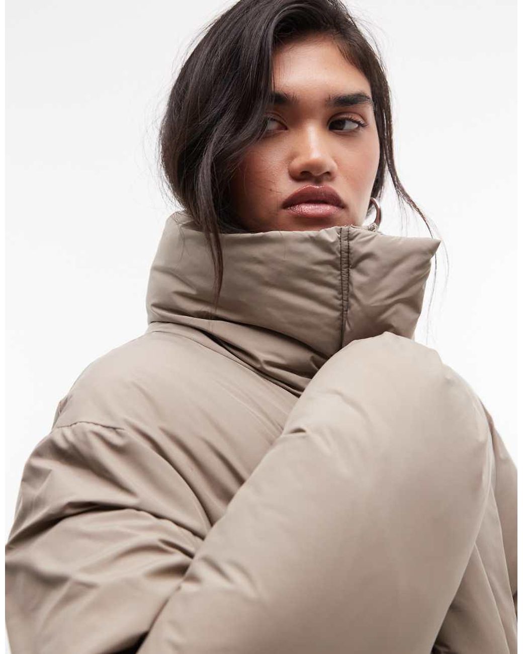 Weekday Natural High Neck Oversized Puffer Coat