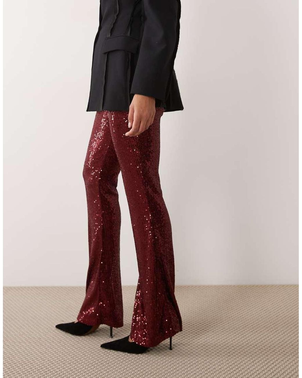 ASOS Black Allover Sequin Flare Pants