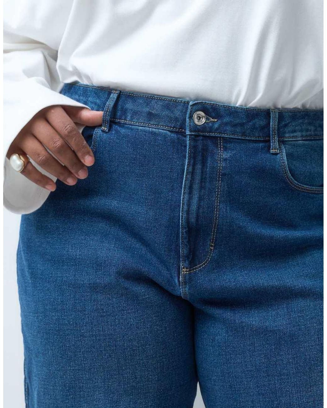 ONLY Blue High Rise Barrel Jeans