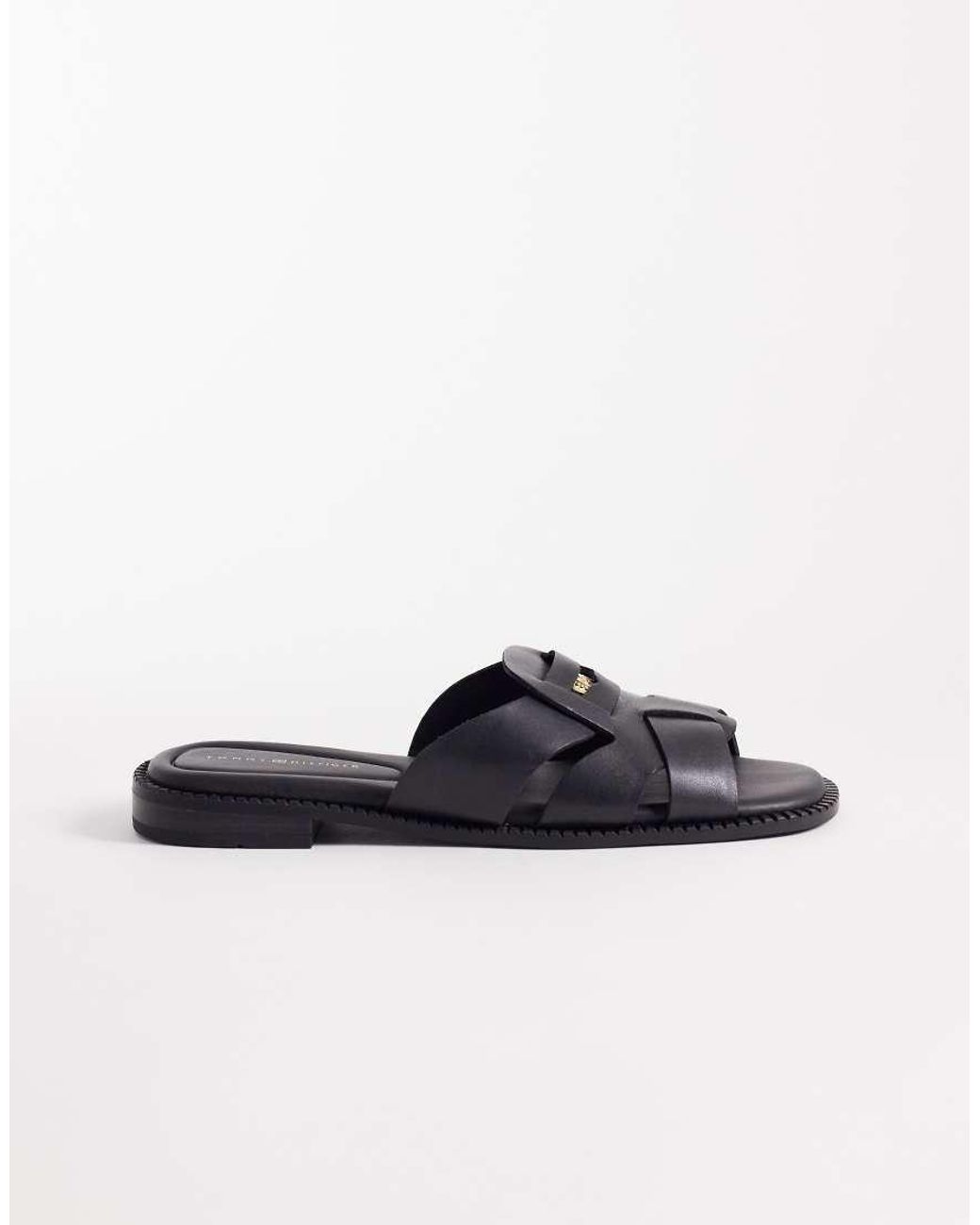 Tommy Hilfiger Black Coin Leather Sandal