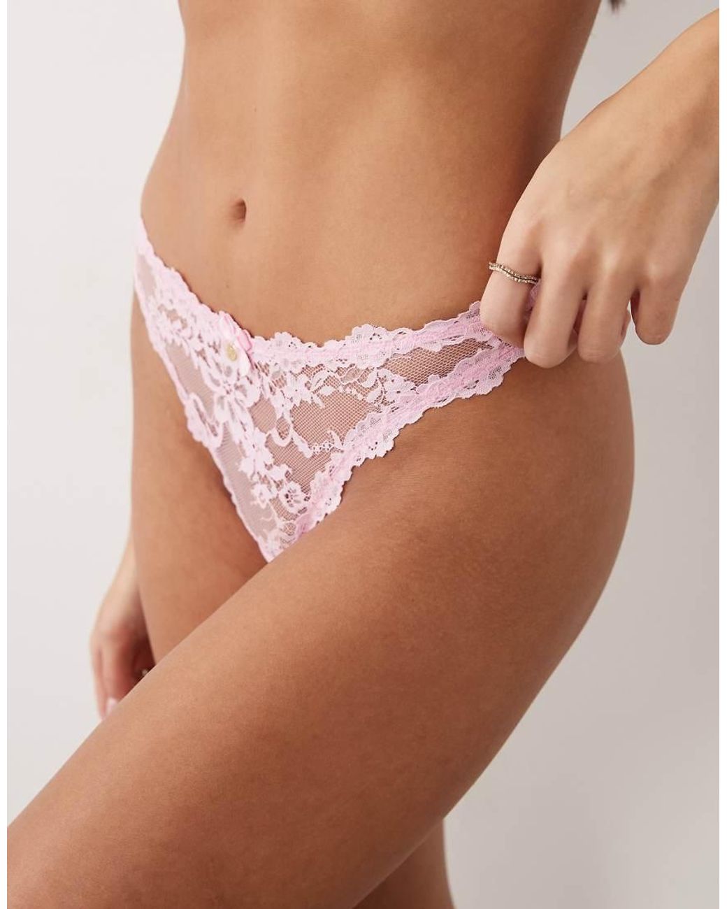 Boux Avenue Pink Briani Lace Trim Thong