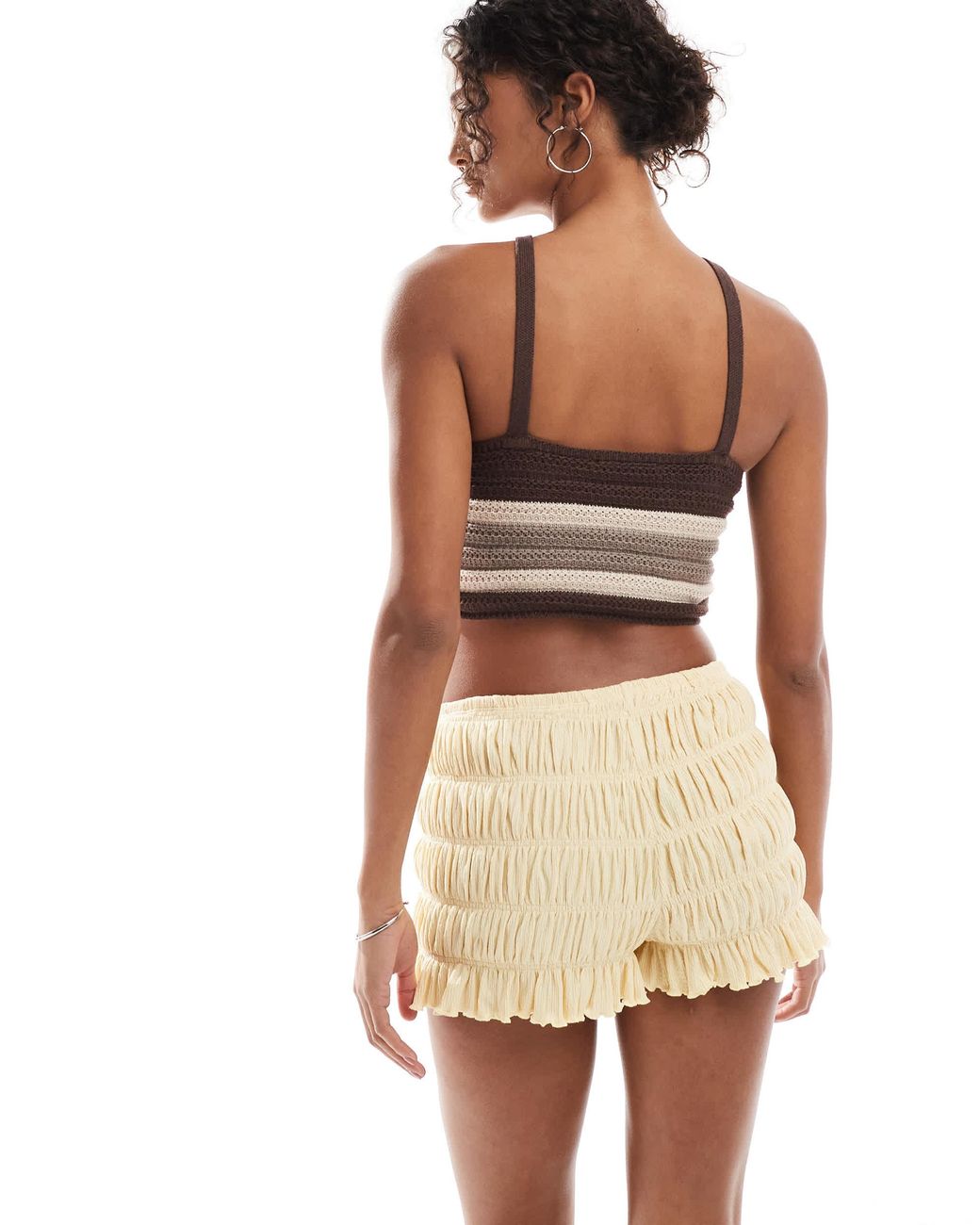 ASOS Natural Shirred Texture Micro Shorts