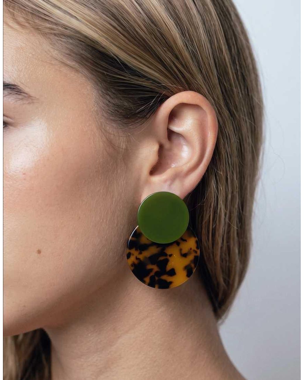 ASOS Green Earrings With Double Drop Faux-shell Discs
