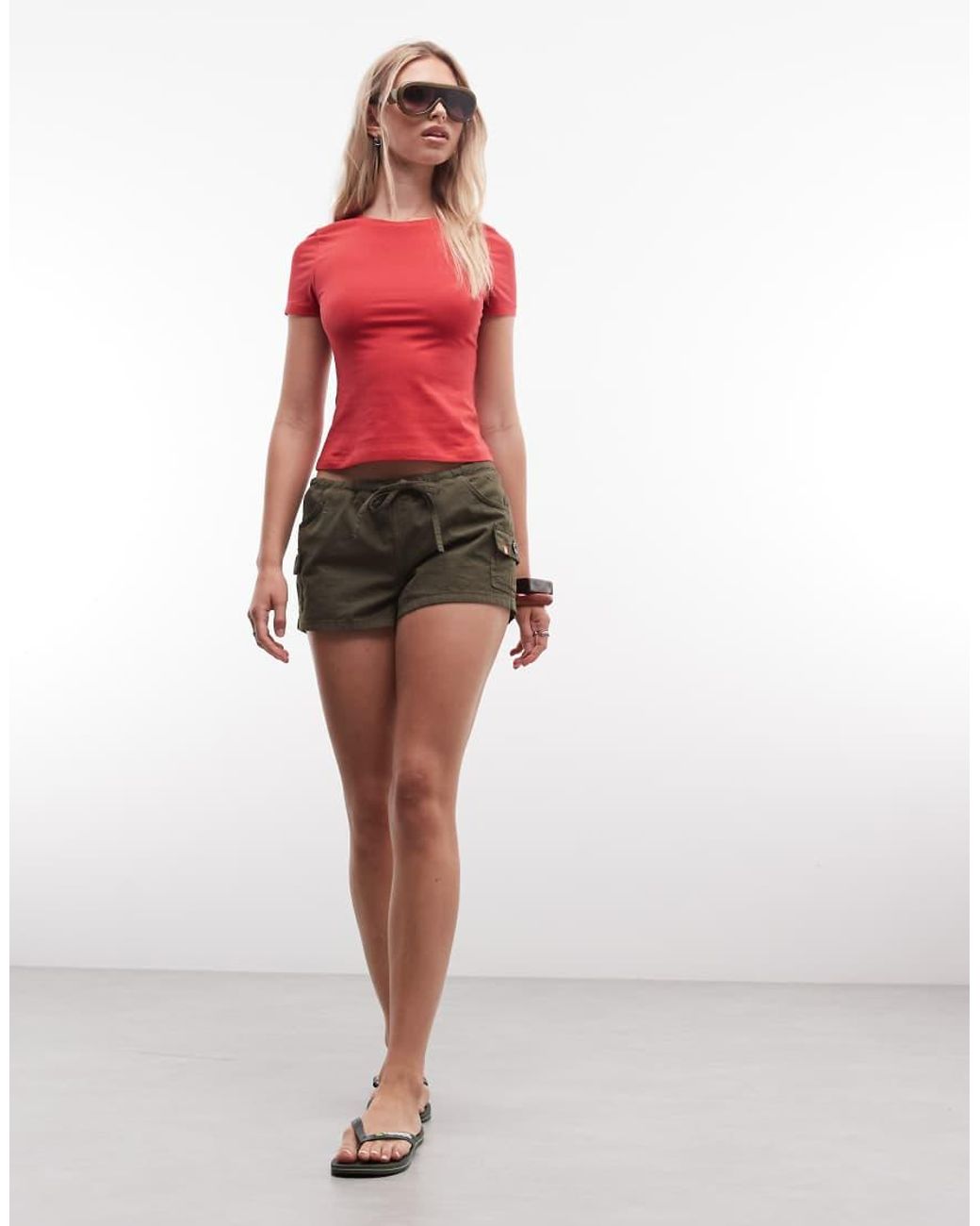 Monki Red Slim Fit T-Shirt