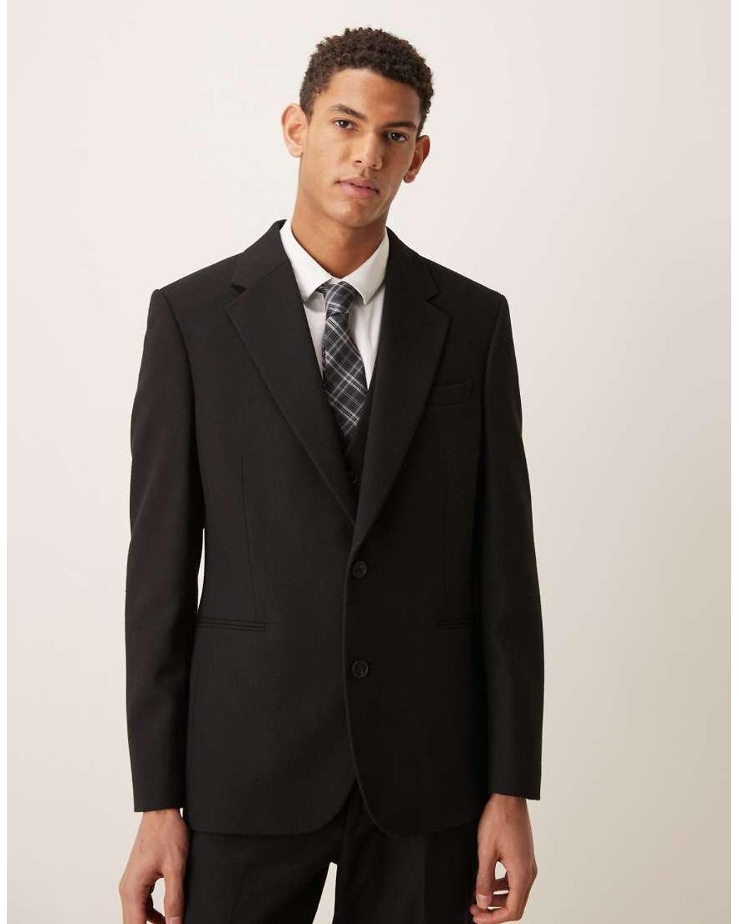ASOS Black Slim Suit Jacket With Wool for men