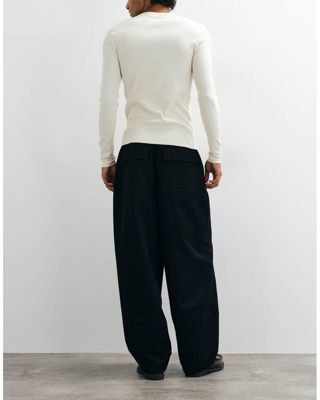 ASOS White Tailored Pleated Wide Barrel Leg Pants for men