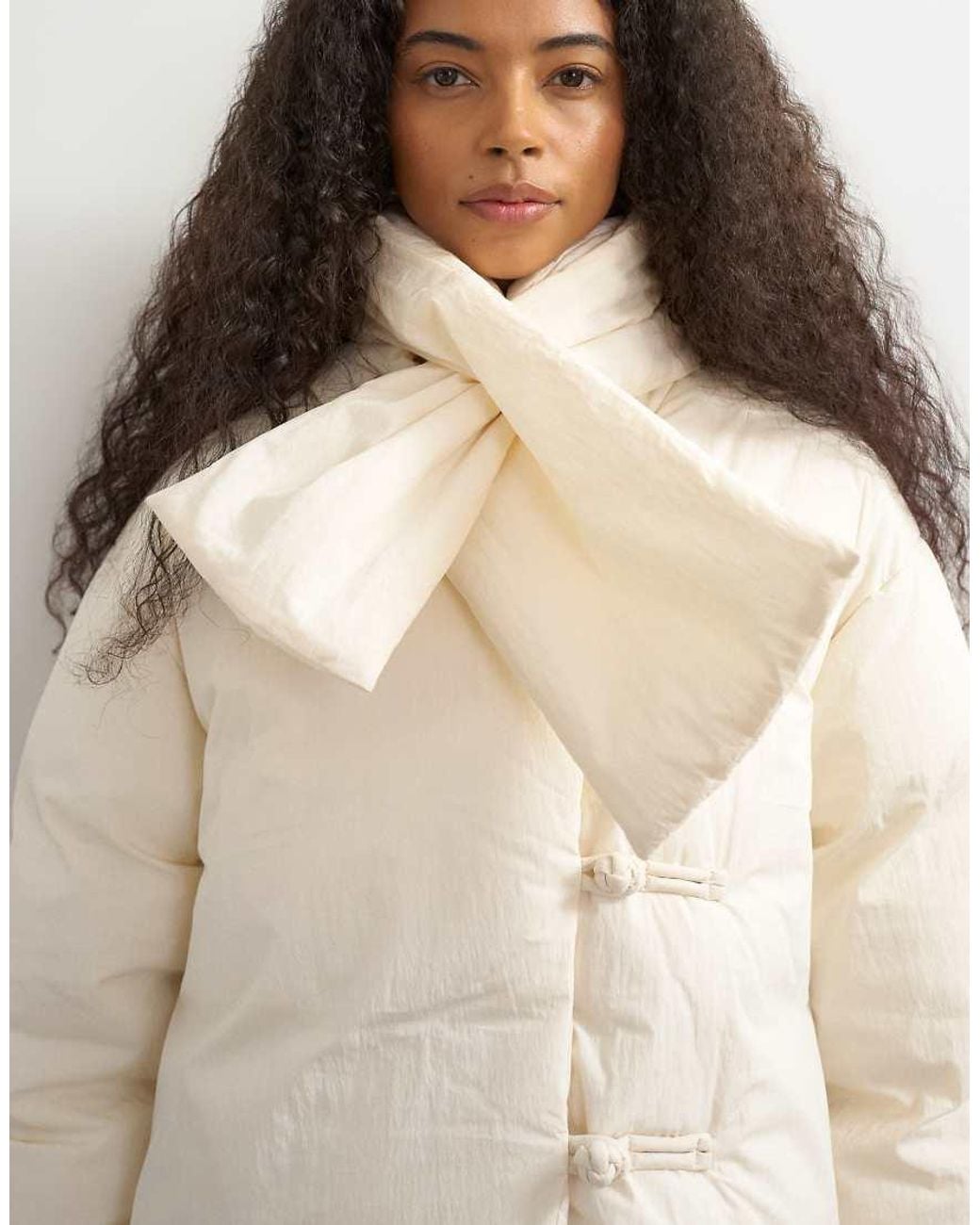 TOPSHOP Natural Pillow Scarf Puffer Jacket