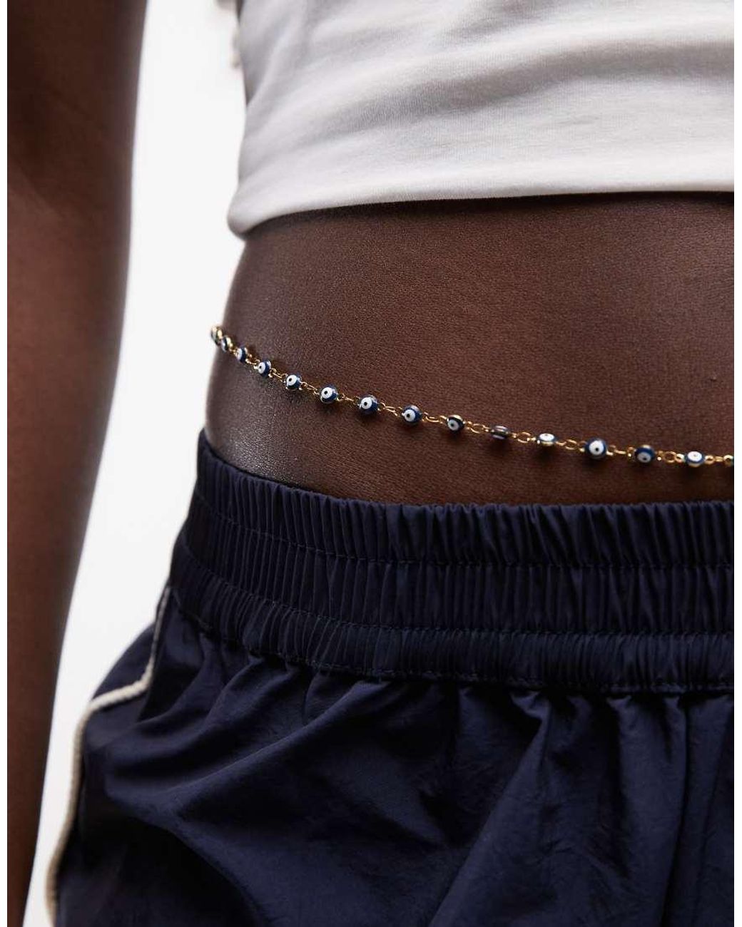 Reclaimed Vintage Metallic Evil Eye Belly Chain