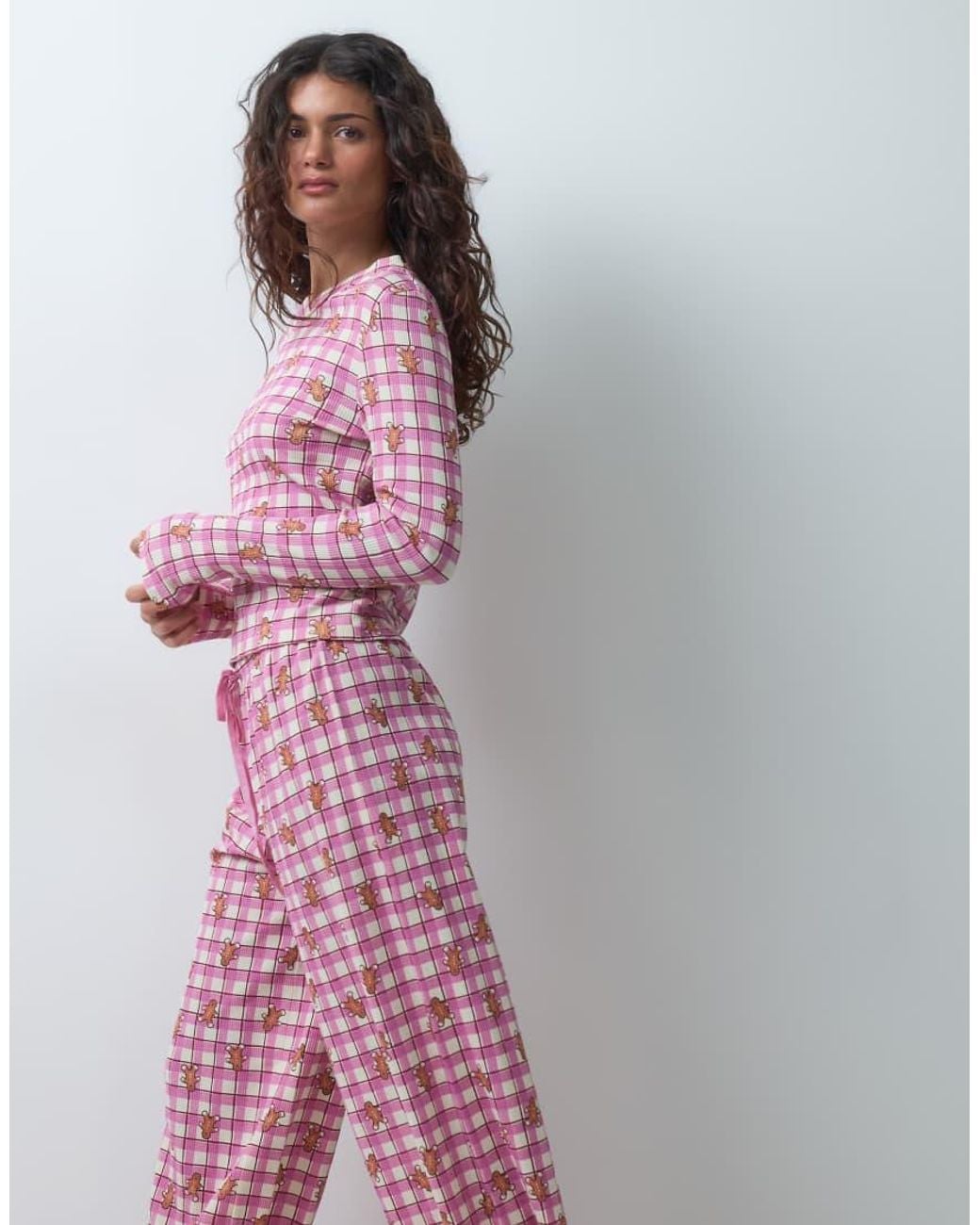 ASOS Pink Checked Pyjama Set