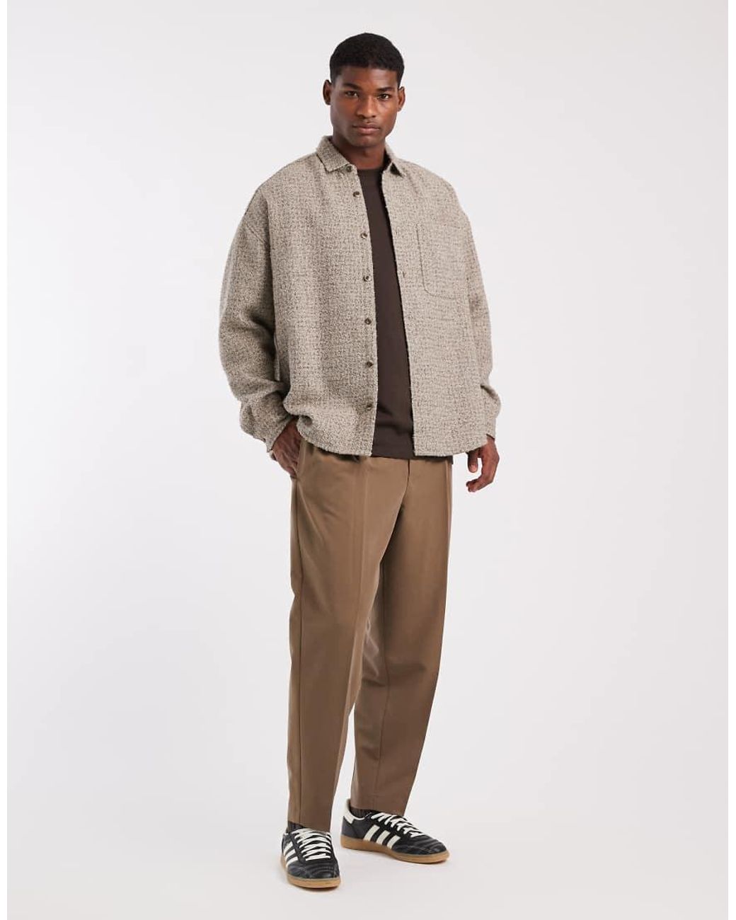 ASOS Natural Volume Oversized Boucle Shirt for men