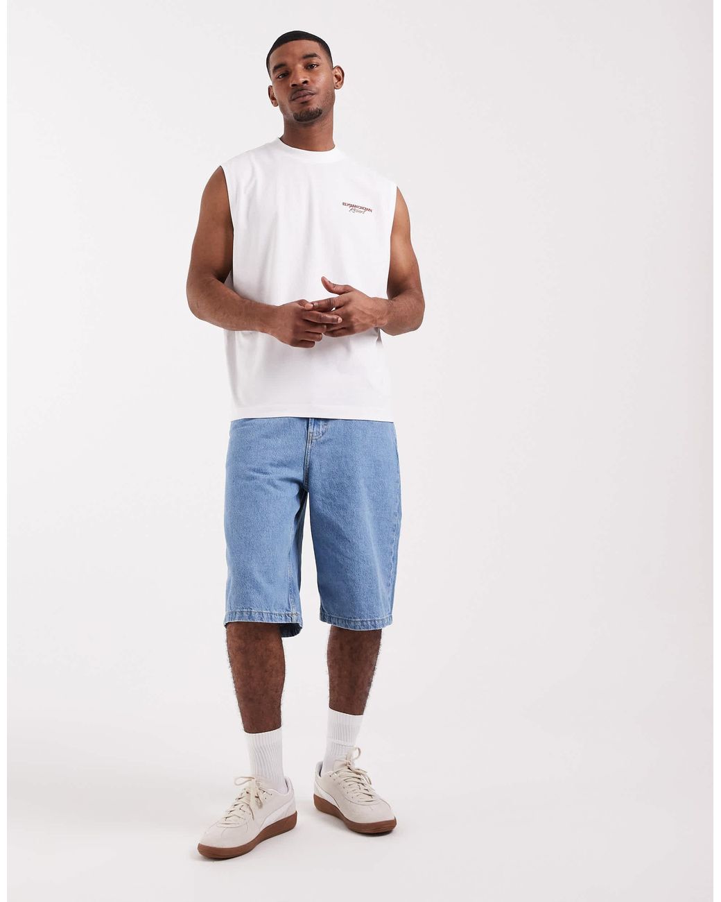 ASOS White Oversized Tank With Resort Graphic for men