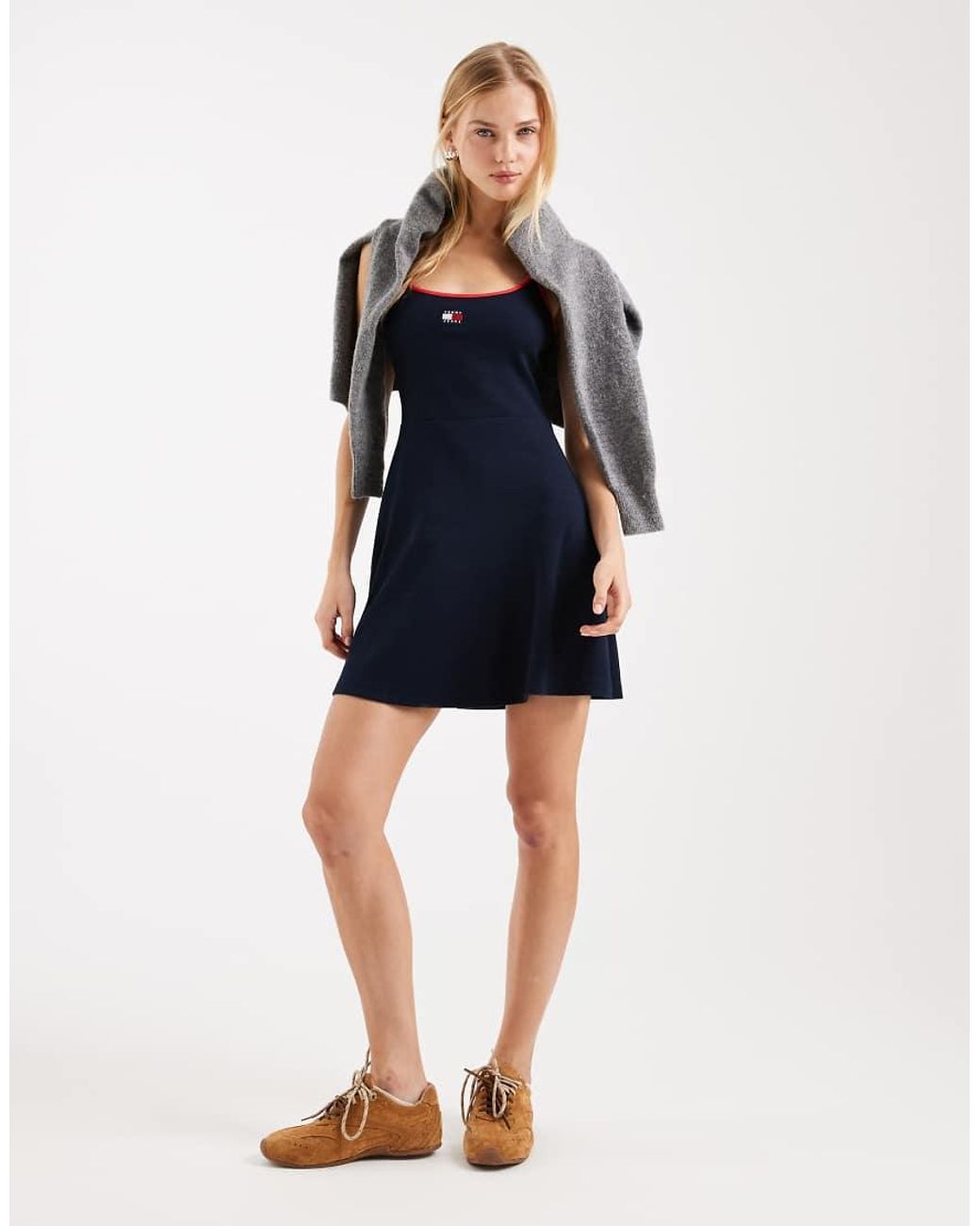 Tommy Hilfiger Blue Badge Logo Mini Strappy Dress