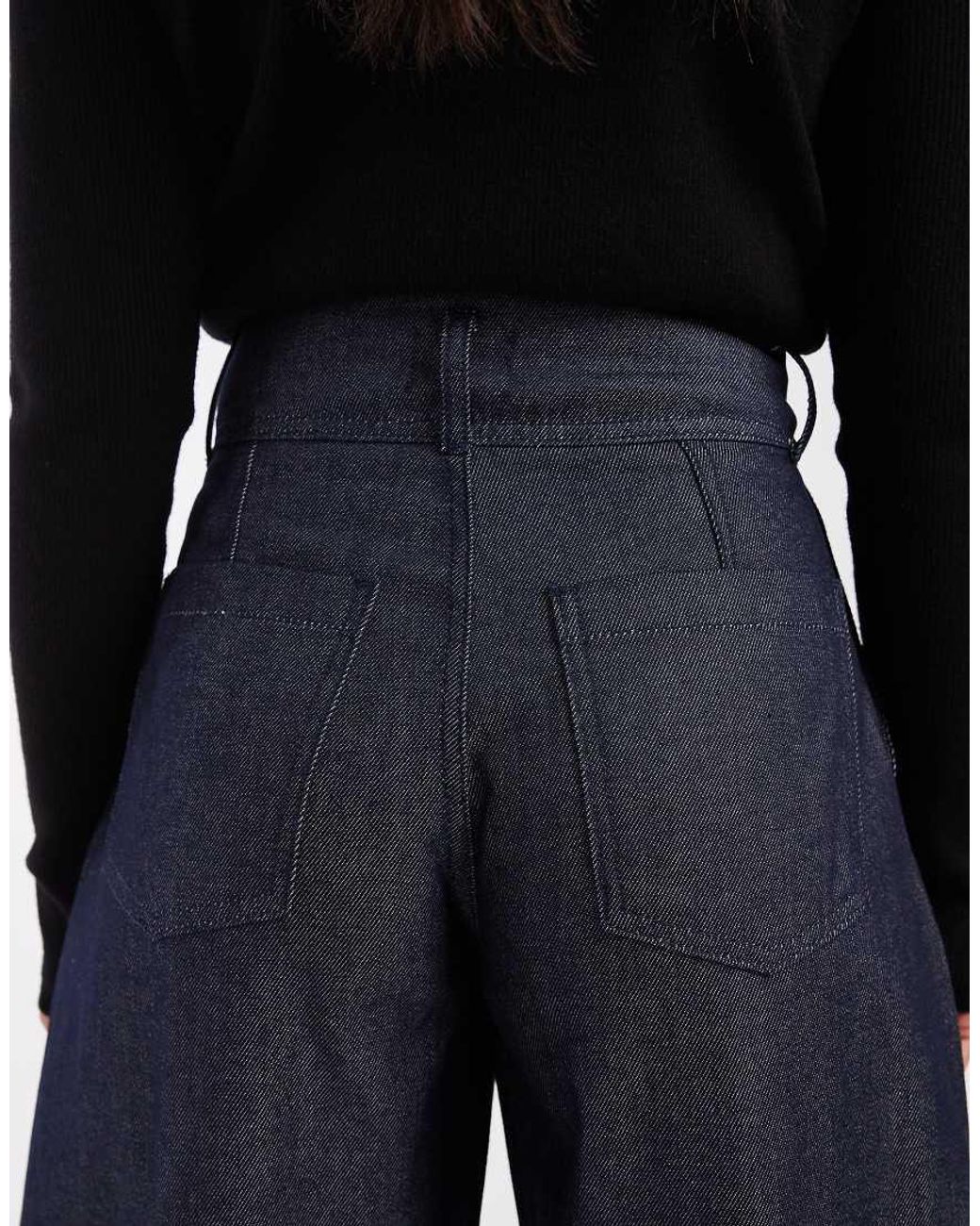 ASOS Blue High Rise Barrel Jean With Seam Detailing