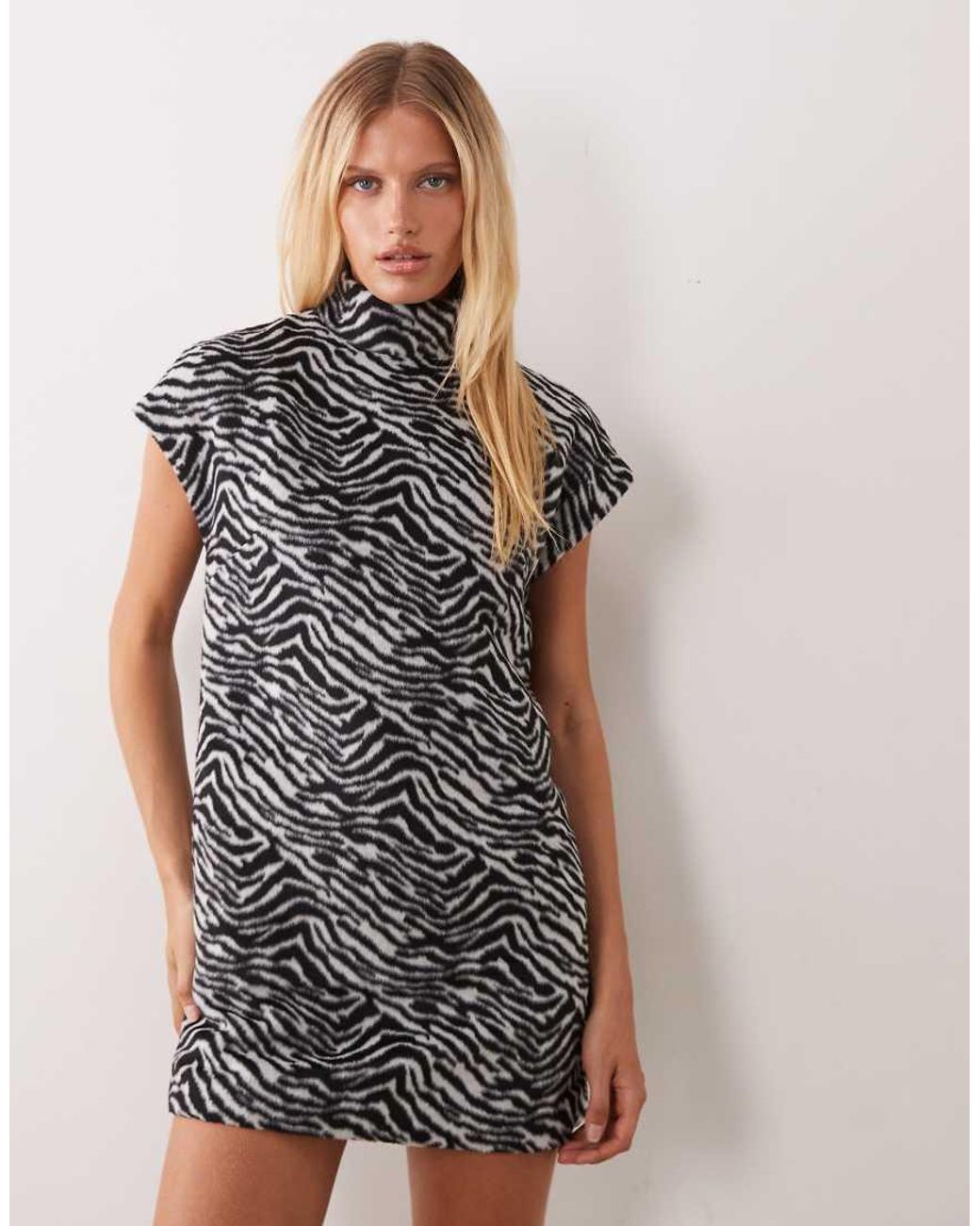 ASOS Gray High Funnel Neck Mini Dress