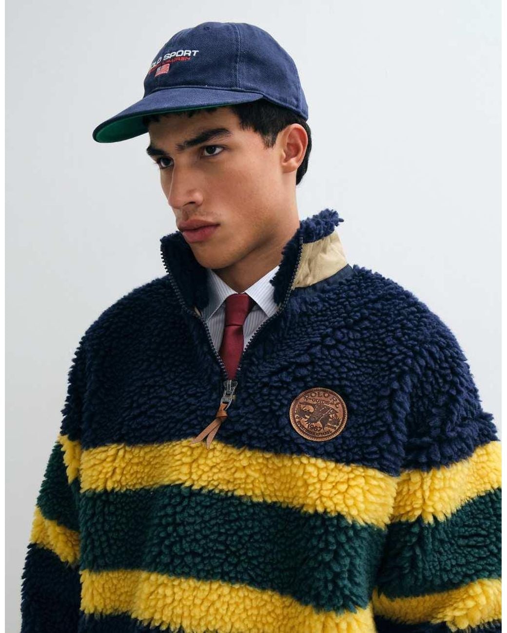 Polo Ralph Lauren Blue Borg Quarter Zip Sweatshirt for men