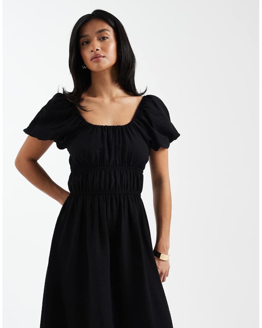 New Look Black Milk Maid Midi Dress