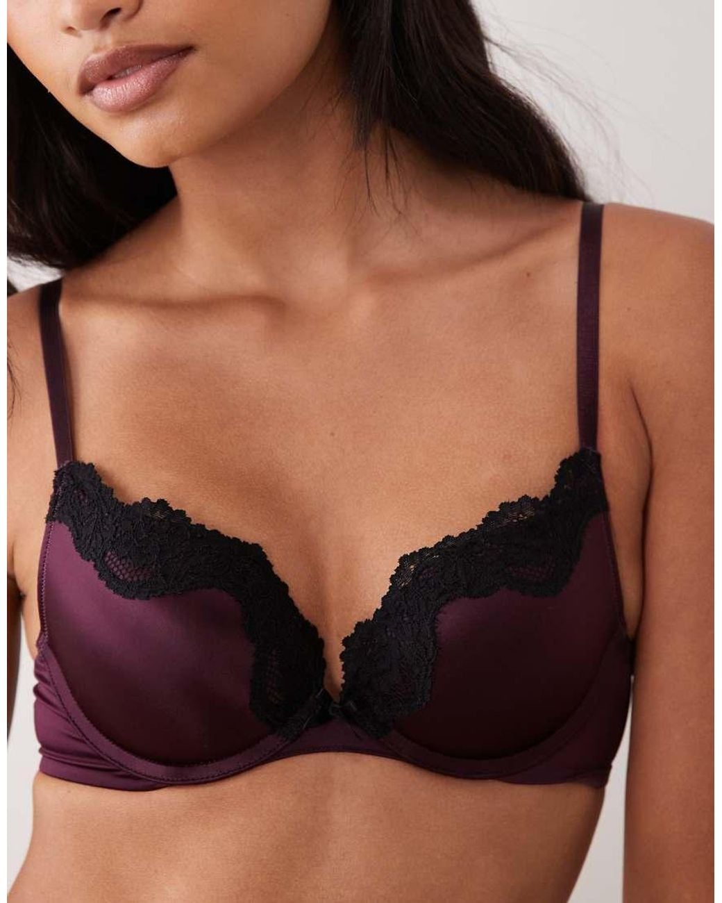 New Look Red Lace Trim Push Up Bra