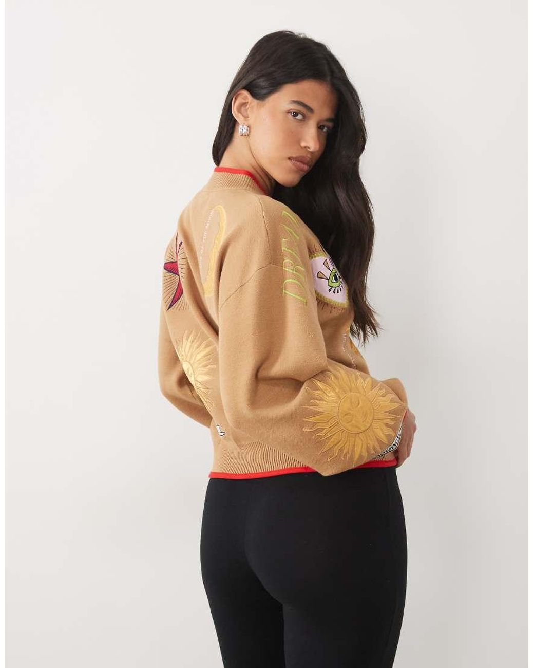 Never Fully Dressed Brown Mystical Embroidered Contrast Edge Cardigan