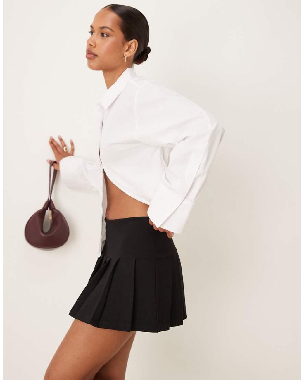 ASOS Geplooide Micro Mini Skort Van Ponte-Stof in het Red