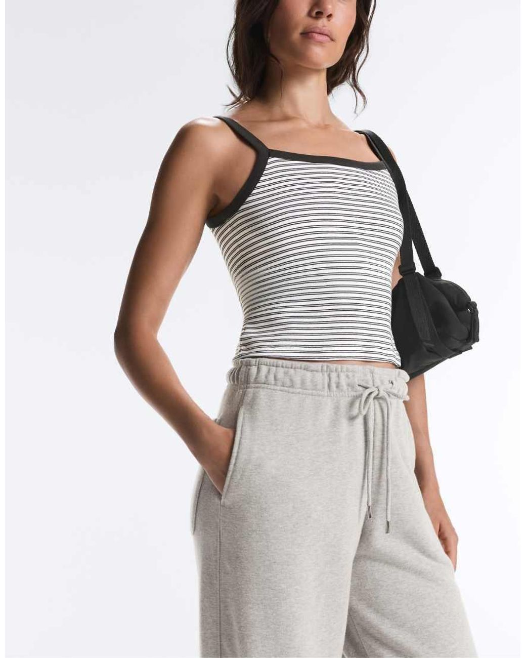 Oysho White Cotton-Blend Fleece Joggers