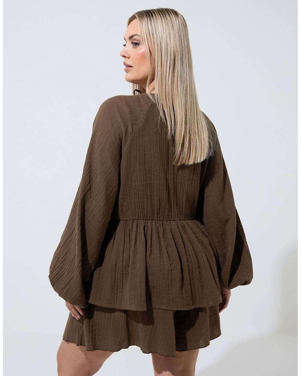 Yours Clothing Brown Cheesecloth Top