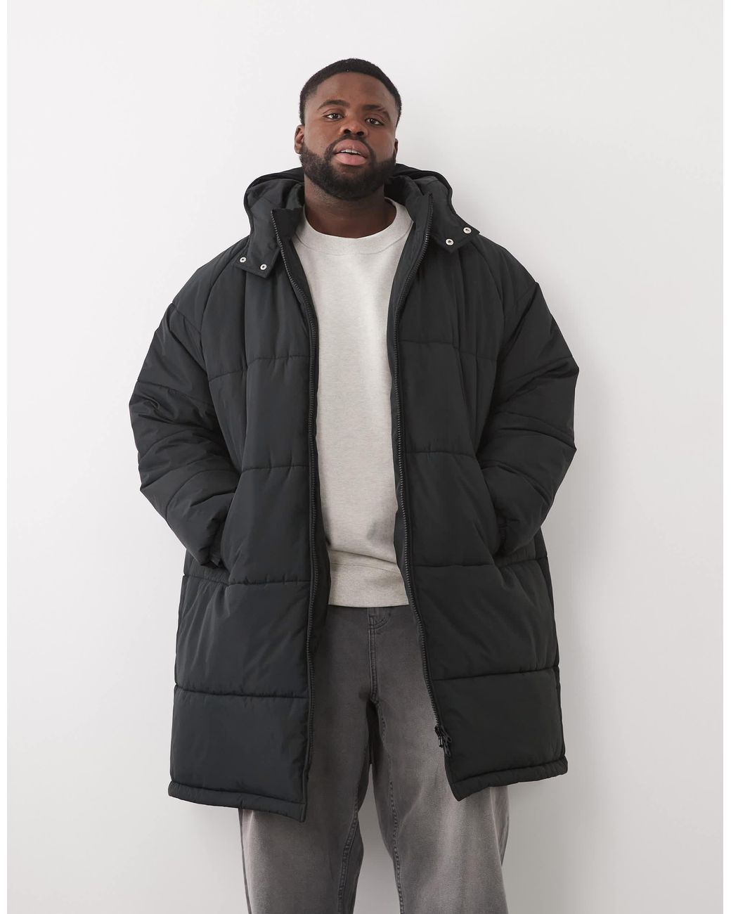 ASOS Blue Longline Puffer Jacket for men