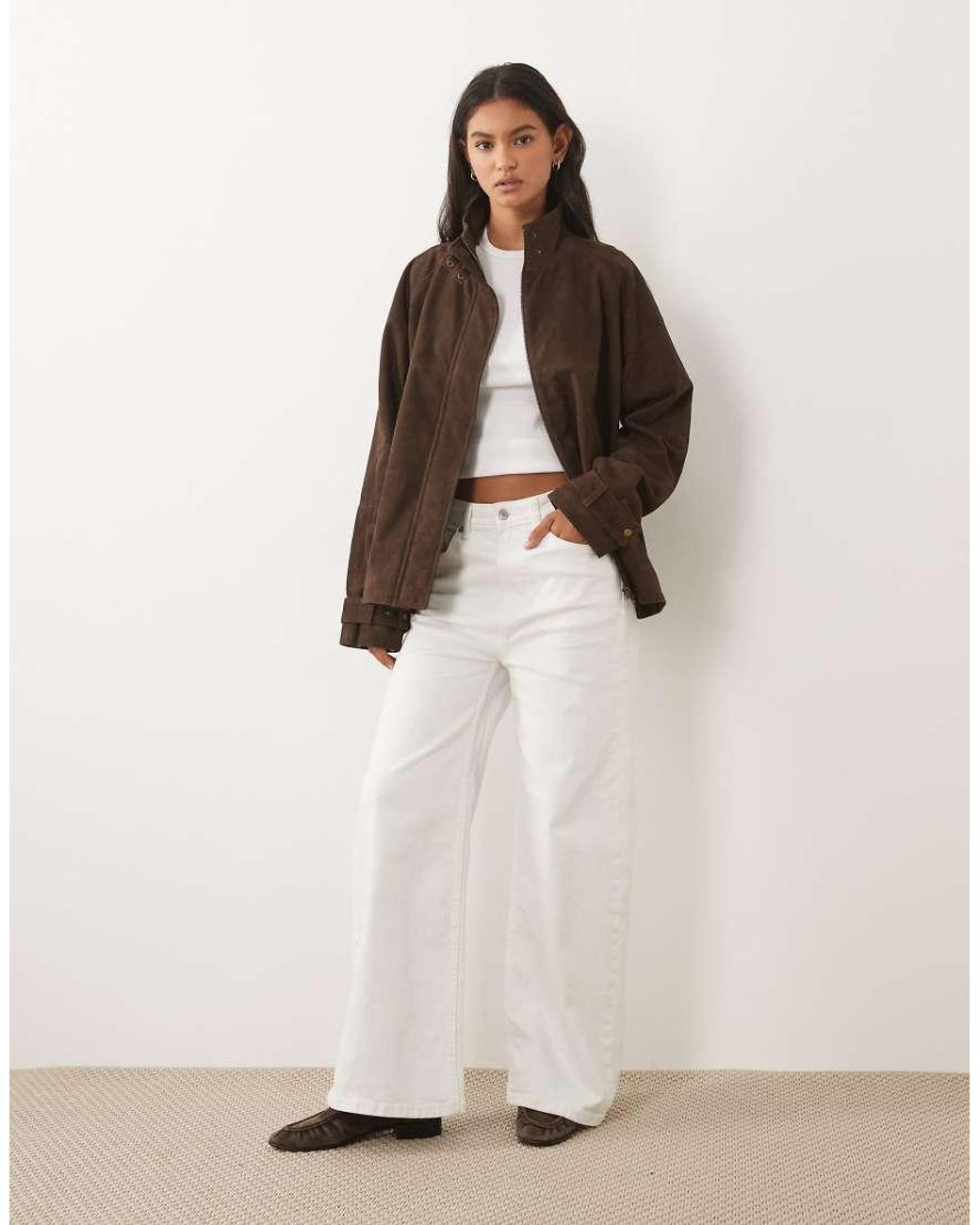 Barney's Originals Brown Chocolate Suede Funnel Neck Jacket