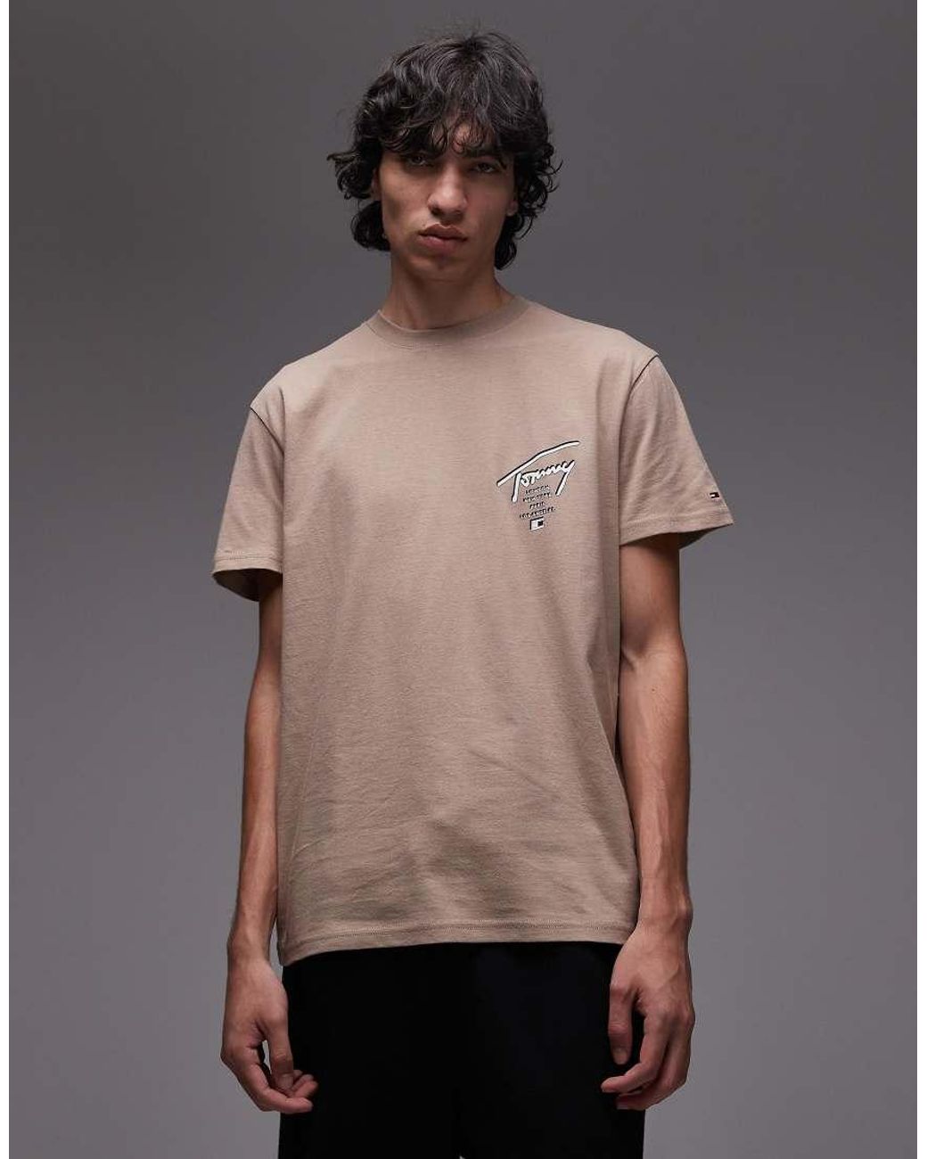 Tommy Hilfiger Brown Regular Back Print Signature T-shirt for men