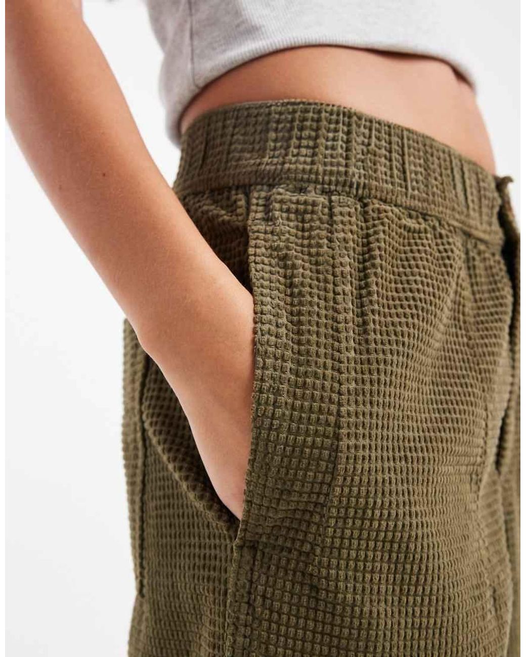 ASOS Green Barrel Leg Bubble Corduroy Pants