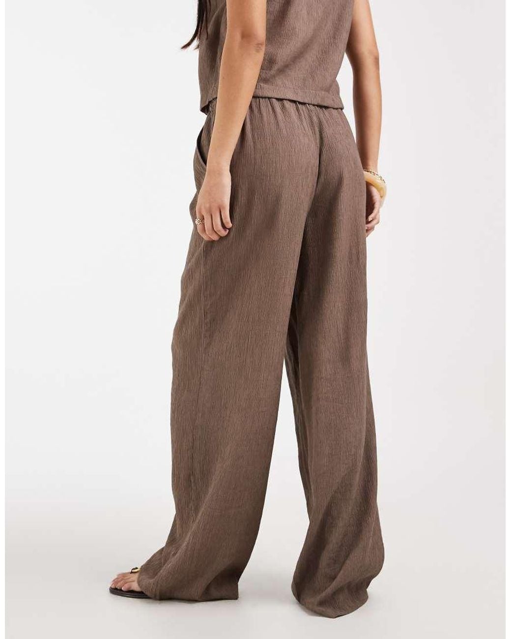 ONLY Natural Tie Detail Wide Leg Trousers Co-ord