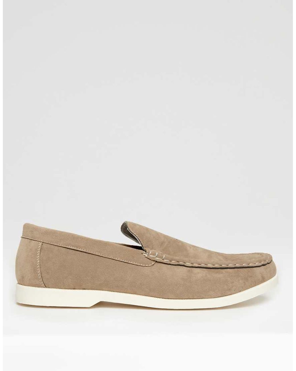 Threadbare Natural Faux Suede Slip On Loafers for men