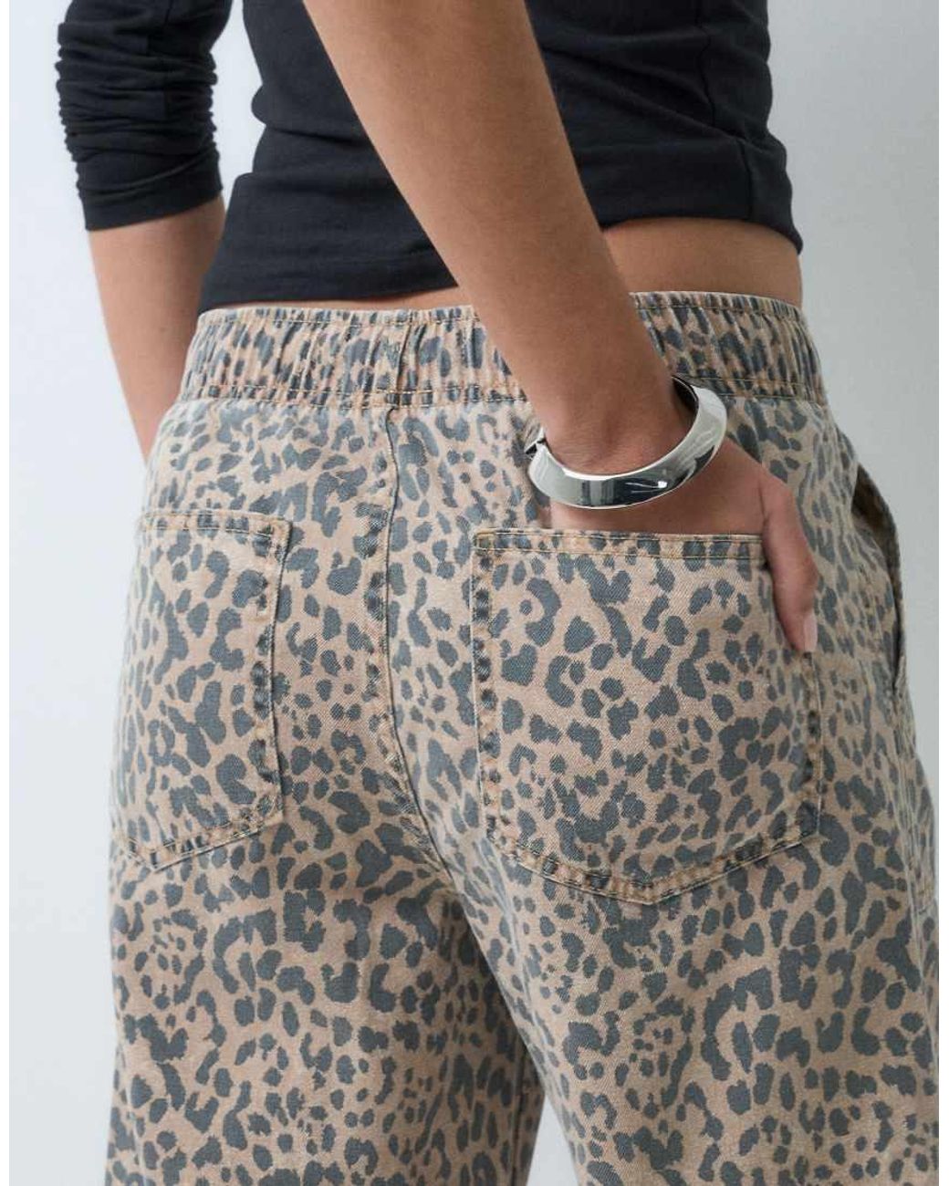 Gap Gray Pull On Leopard Print Jeans