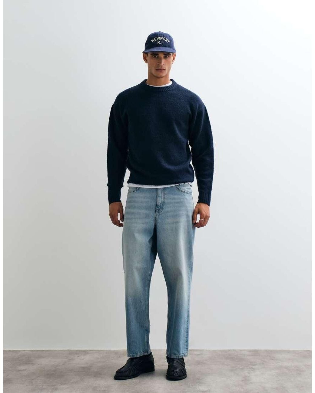 Jack & Jones Blue Oversized Fluffy Jumper for men